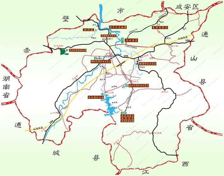 崇阳县旅游地图